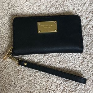 Michael Kors Black Saffiano Leather Wristlet